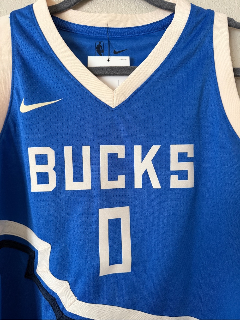 Damian Lillard Milwaukee Bucks Nike Blue White Jersey Youth Large NWT - Picture 2 of 4